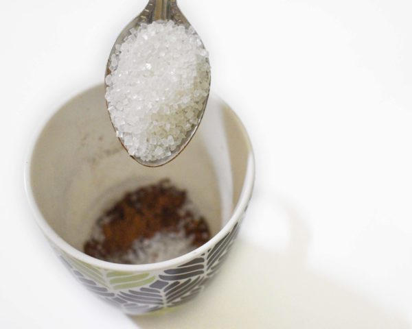 It's time for sugar now. You can add granulated sugar or powdered which you have at home. Alternatively, you can add sugar-free if you don't like sugar, or altogether skip the sugar if you prefer.